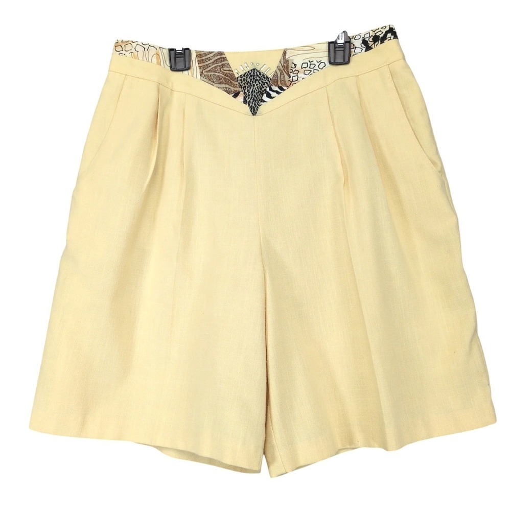 Vintage 90s City Girl Nancy Bolen Yellow Bermuda Shorts Womens 12 High Rise Art